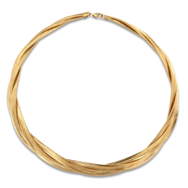 Main Image 1 of Italia D'Oro Solid Triple Omega Chain Necklace 14K Yellow Gold 17" 15.0mm