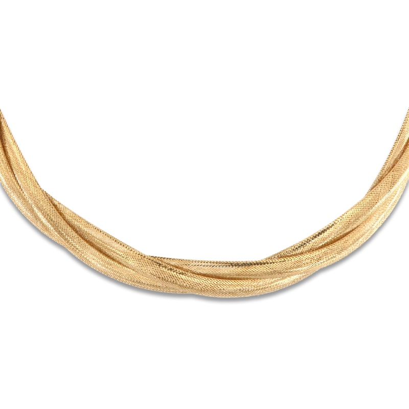 Main Image 3 of Italia D'Oro Solid Triple Omega Chain Necklace 14K Yellow Gold 17" 15.0mm