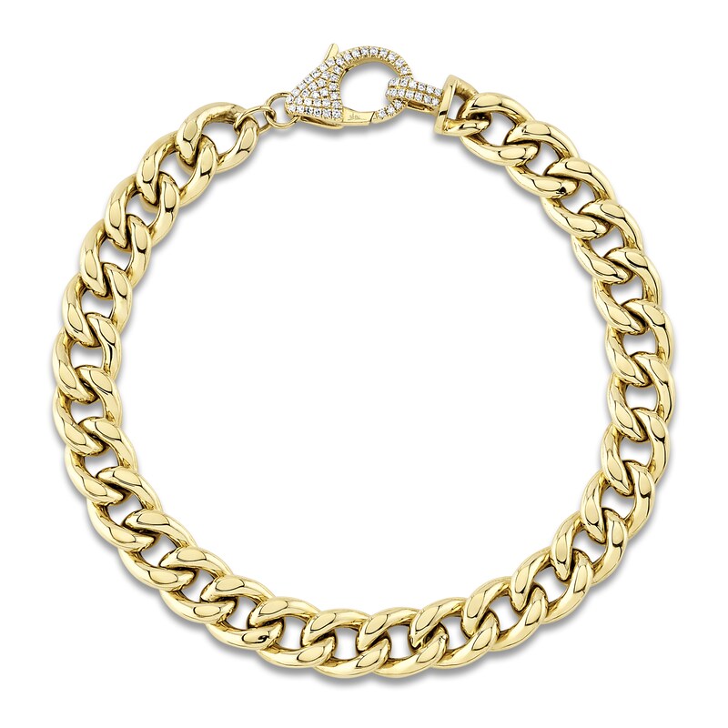 Main Image 1 of Shy Creation Diamond Curb Bracelet 1/4 ct tw Round 14K 7" Yellow Gold