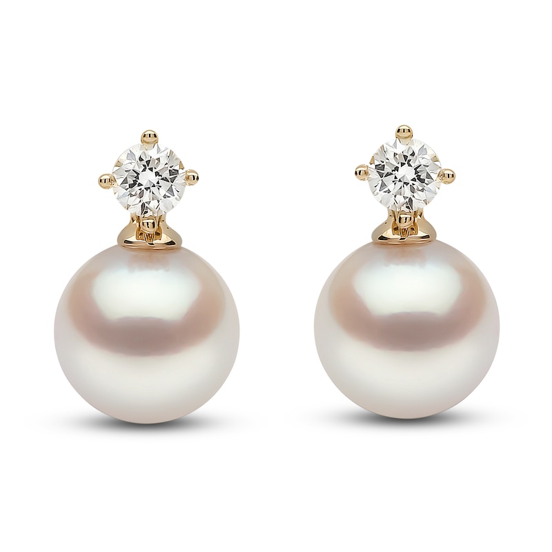 Main Image 1 of Yoko London Akoya Cultured Pearl Dangle Earrings 1/3 ct tw Diamonds 18K Yellow Gold