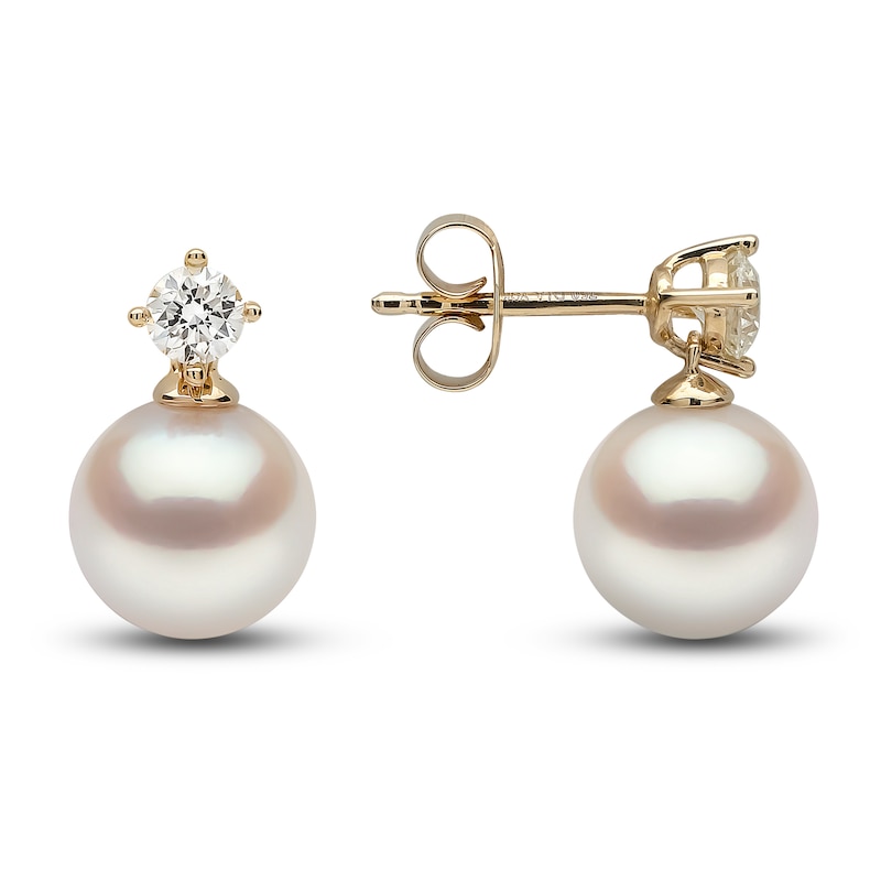 Main Image 2 of Yoko London Akoya Cultured Pearl Dangle Earrings 1/3 ct tw Diamonds 18K Yellow Gold