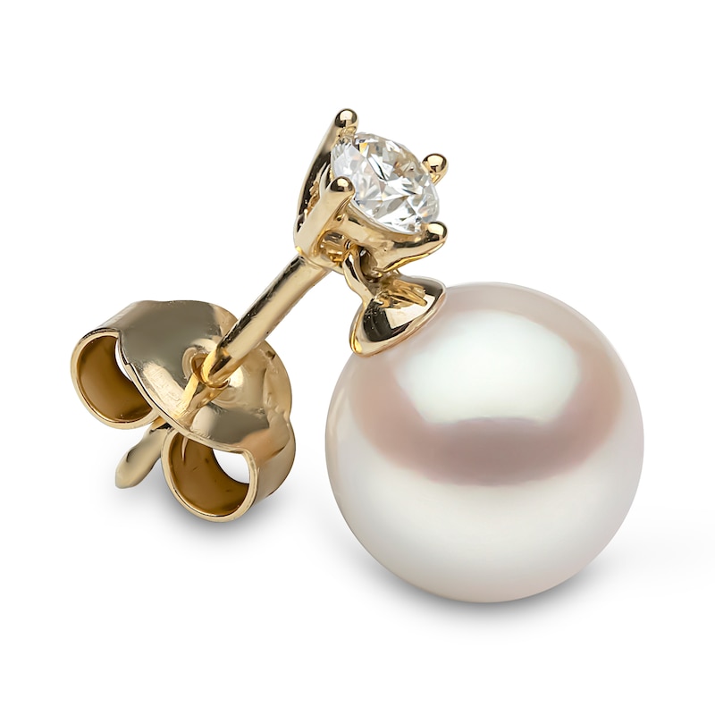 Main Image 3 of Yoko London Akoya Cultured Pearl Dangle Earrings 1/3 ct tw Diamonds 18K Yellow Gold