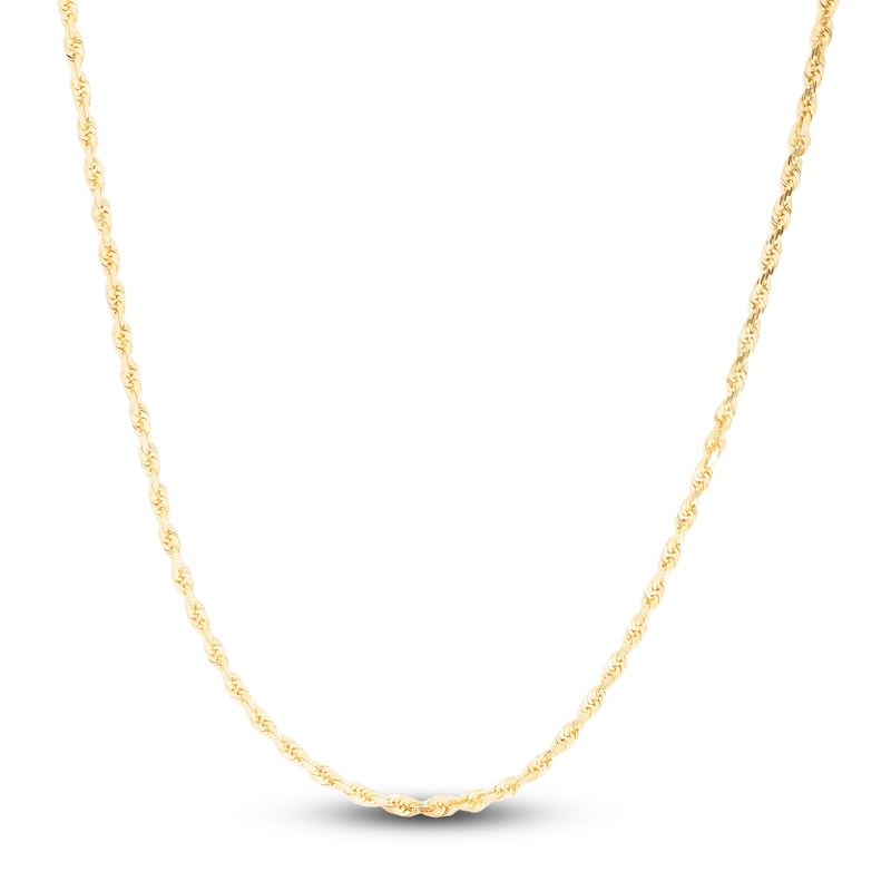 Main Image 1 of Solid Diamond-Cut Rope Chain Necklace 14K Yellow Gold 30" 2.0mm