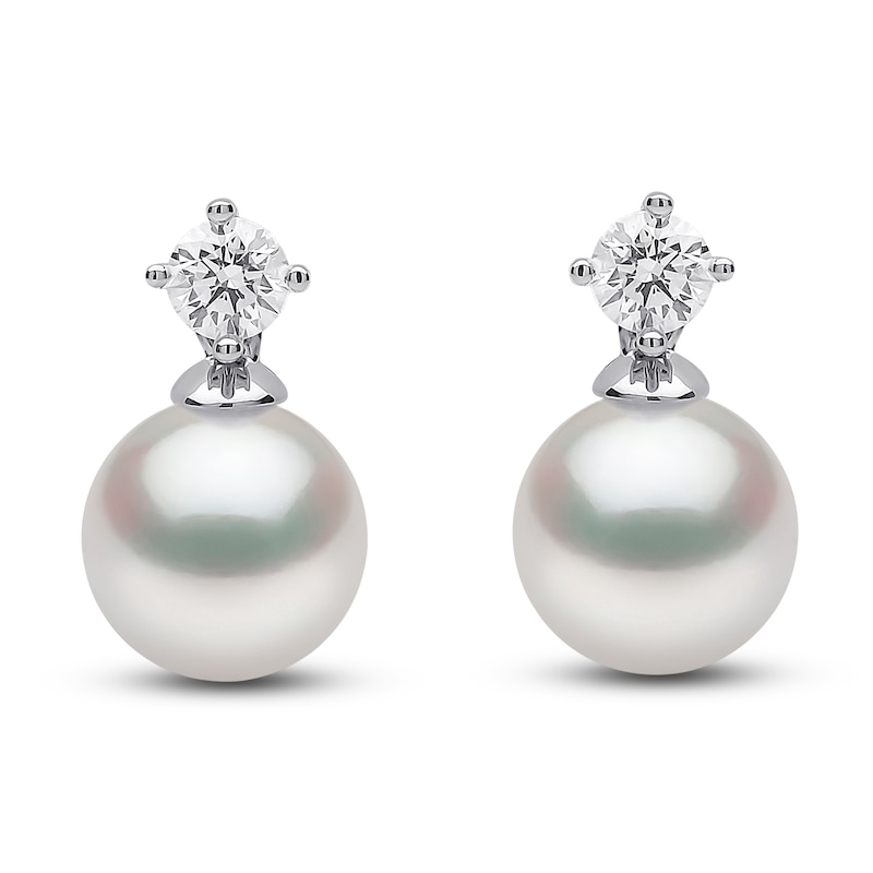 Yoko London Akoya Cultured Pearl Dangle Earrings 1/5 ct tw Diamonds 18K White Gold