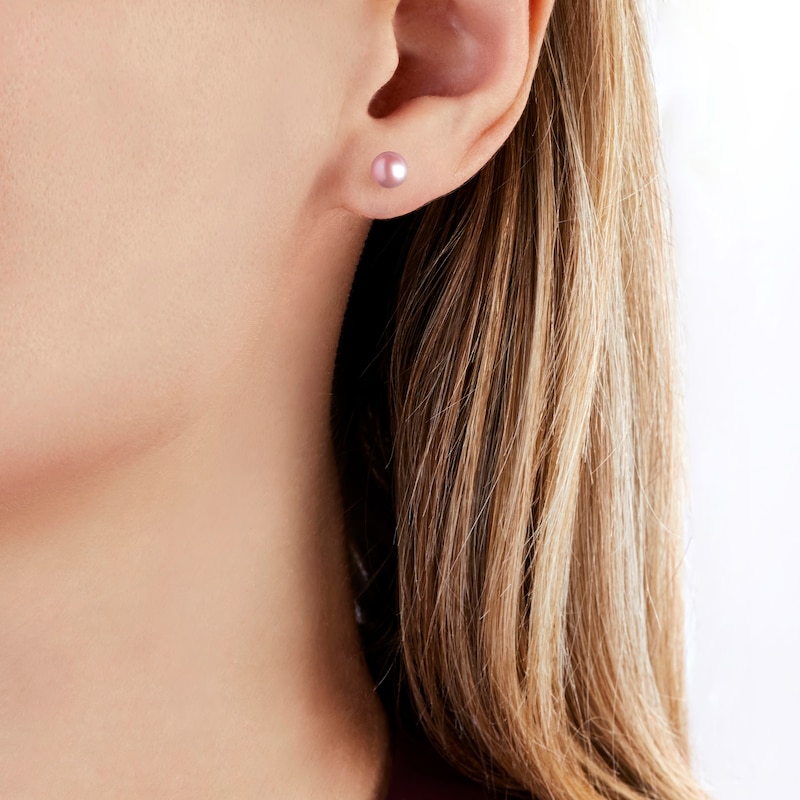 Main Image 4 of Yoko London Pink Freshwater Cultured Pearl Stud Earrings 18K White Gold