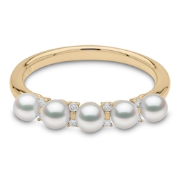 Yoko London Akoya Cultured Pearl Ring 1/20 ct tw Diamonds 18K Yellow Gold
