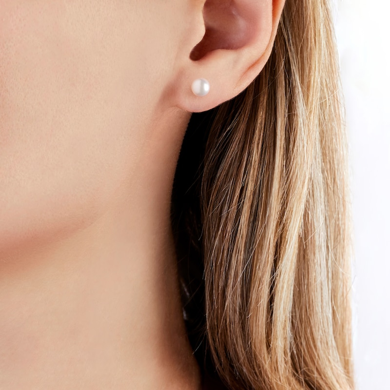 Main Image 4 of Yoko London White Freshwater Cultured Pearl Stud Earrings 18K Yellow Gold