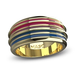 Marco Dal Maso Acies Wide Bisexual Ring Multi-Colored Enamel 14K Yellow Gold