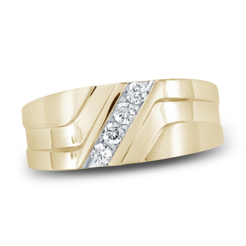 Main Image 1 of Men's Diamond Wedding Band 1/4 ct tw Round 14K Yellow Gold