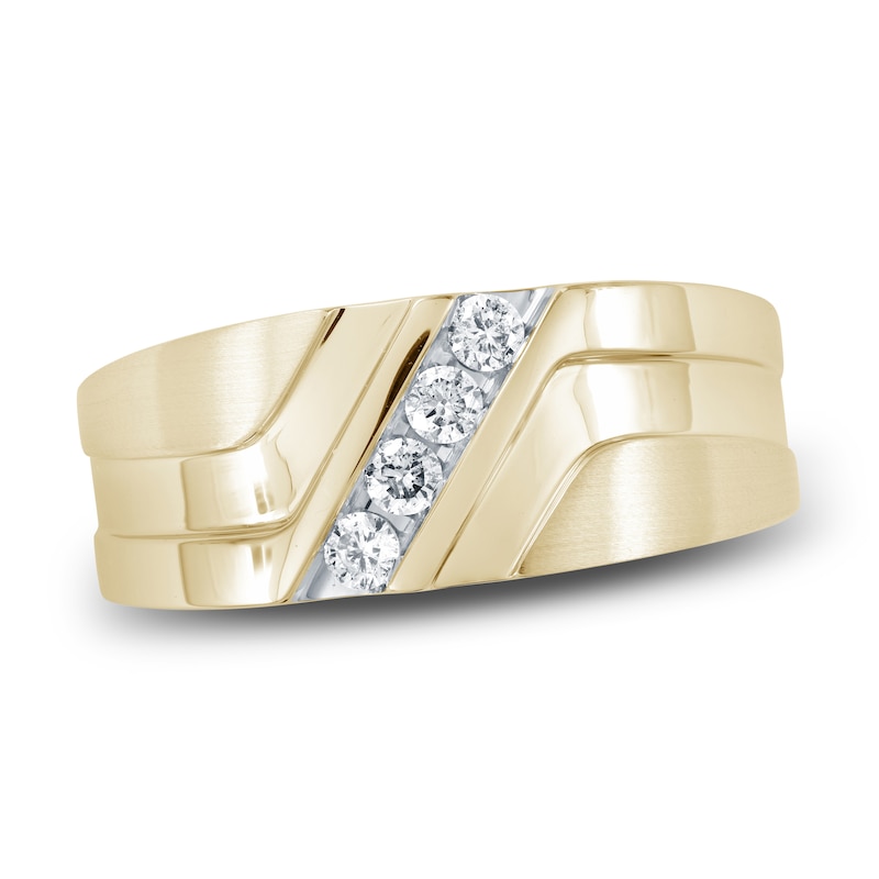 Men's Diamond Wedding Band 1/4 ct tw Round 14K Yellow Gold