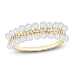 Freshwater Cultured Pearl Seed Ring 1/10 ct tw Round 14K Yellow Gold Freshwater Cultured Pearl Seed Ring 1/10 ct tw Round 14K Yellow Gold