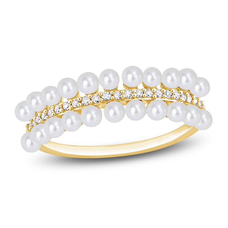 Freshwater Cultured Pearl Seed Ring 1/10 ct tw Round 14K Yellow Gold