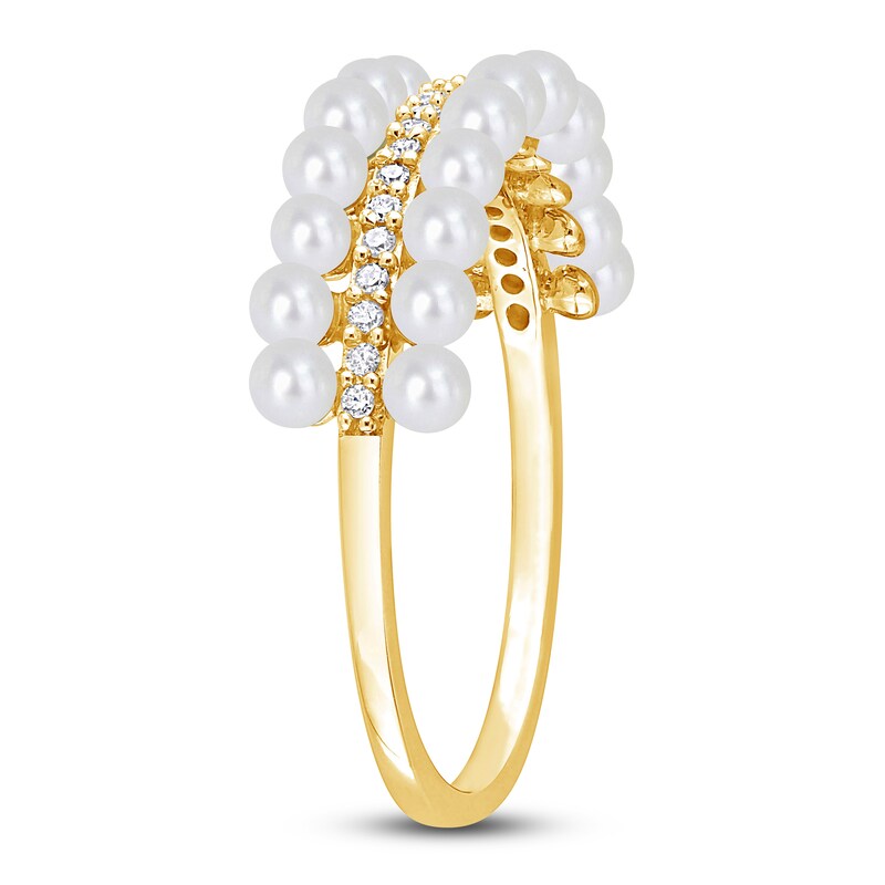 Freshwater Cultured Pearl Seed Ring 1/10 ct tw Round 14K Yellow Gold