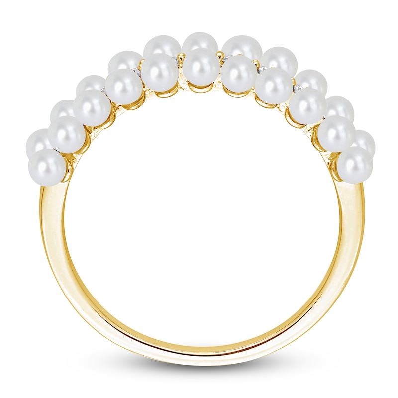Freshwater Cultured Pearl Seed Ring 1/10 ct tw Round 14K Yellow Gold