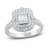 Thumbnail Image 2 of Baguette & Round-Cut Double Halo Bridal Set 1 ct tw 14K White Gold