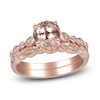 Thumbnail Image 1 of Natural Morganite & Diamond Milgrain Bridal Set 1/5 ct tw 14K Rose Gold