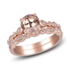 Thumbnail Image 2 of Natural Morganite & Diamond Milgrain Bridal Set 1/5 ct tw 14K Rose Gold