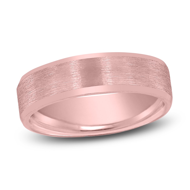 Main Image 1 of Matte Sandblasted Wedding Band 14K Rose Gold 7mm