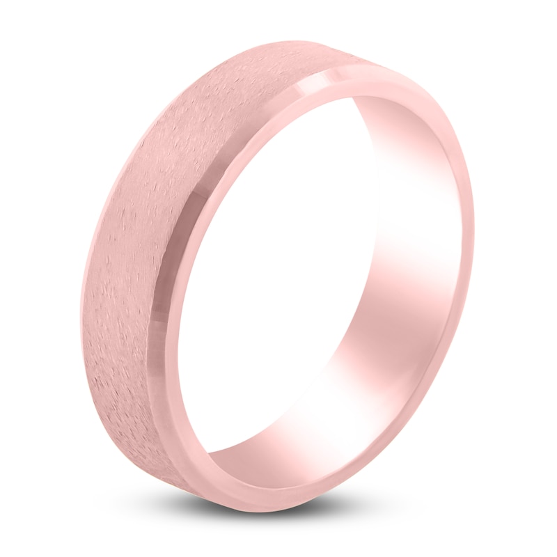Main Image 2 of Matte Sandblasted Wedding Band 14K Rose Gold 7mm