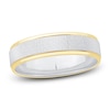 Thumbnail Image 1 of Men's High-Polish Textured Wedding Band 14K Two-Tone Gold 5.5mm