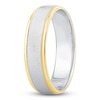 Thumbnail Image 2 of Men's High-Polish Textured Wedding Band 14K Two-Tone Gold 5.5mm