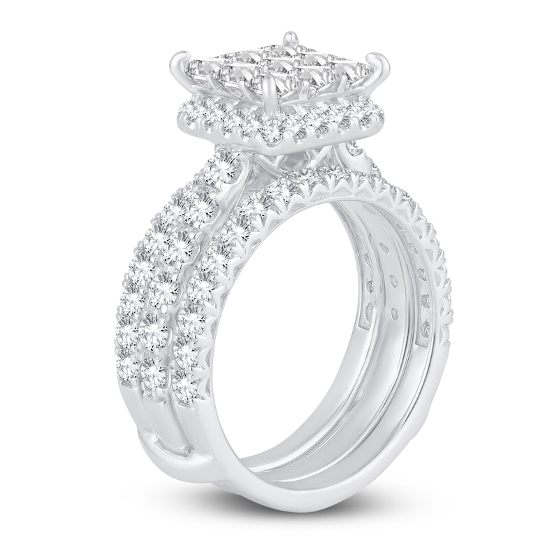 Main Image 2 of Princess& Round-Cut Diamond Bridal Set 3 ct tw 14K White Gold