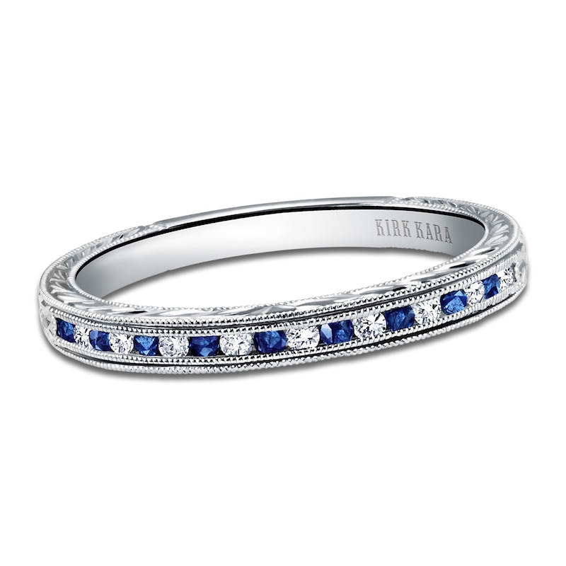 Main Image 1 of Kirk Kara Natural Sapphire & Diamond Wedding Band 1/10 ct tw 14K White Gold