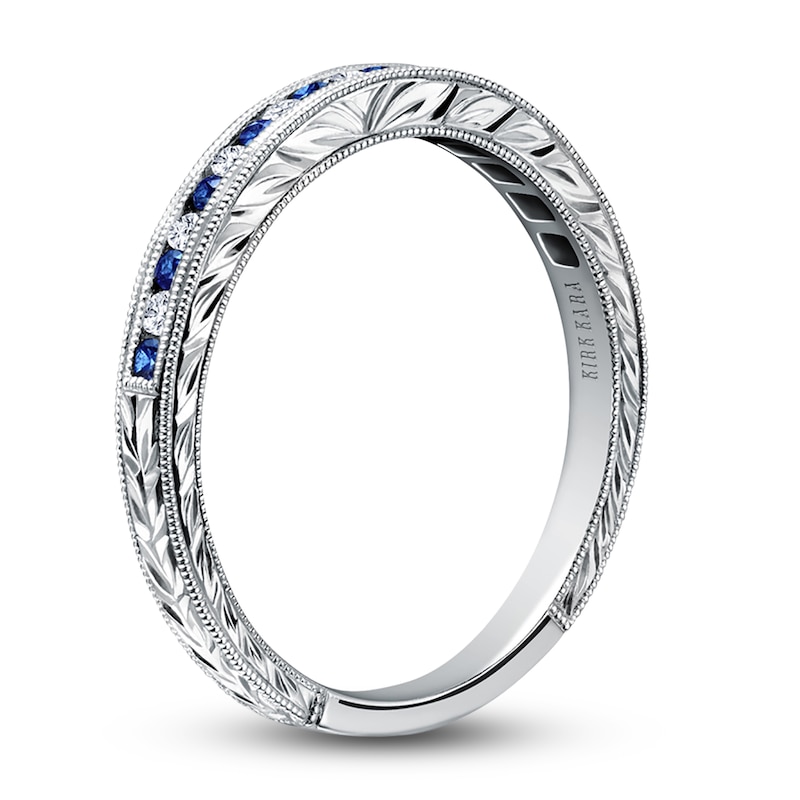 Main Image 2 of Kirk Kara Natural Sapphire & Diamond Wedding Band 1/10 ct tw 14K White Gold
