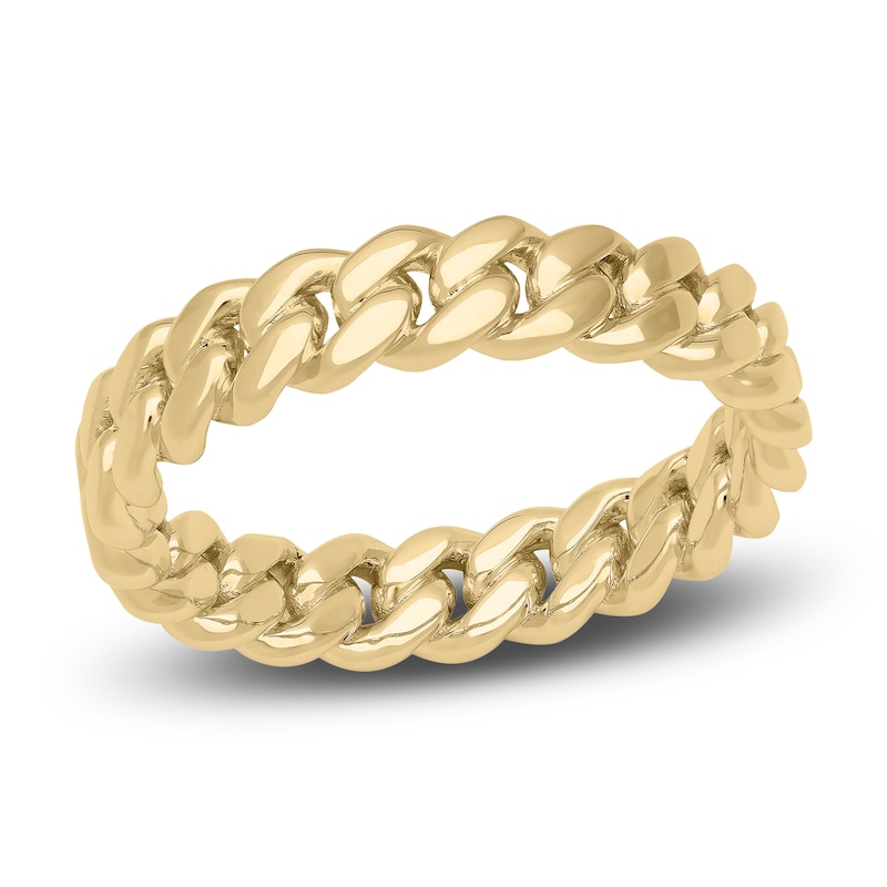 Main Image 1 of Men's Cuban Link Wedding Band 14K Yellow Gold 5mm