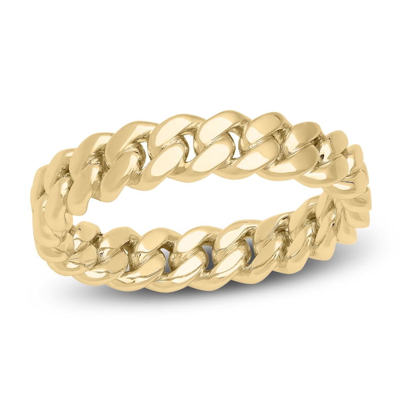 Main Image 2 of Men's Cuban Link Wedding Band 14K Yellow Gold 5mm