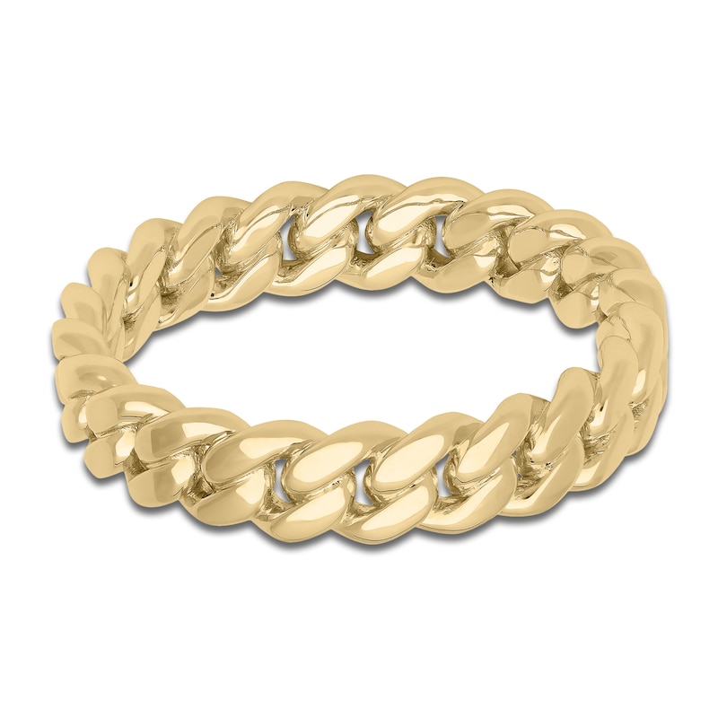 Main Image 3 of Men's Cuban Link Wedding Band 14K Yellow Gold 5mm