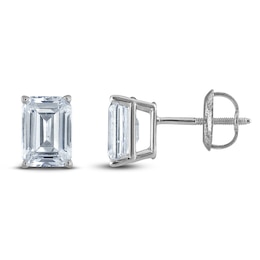 Emerald-Cut Lab-Grown Diamond Solitaire Stud Earrings 1/2 ct tw 14K White Gold (F/SI2)