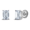Thumbnail Image 2 of Emerald-Cut Lab-Grown Diamond Solitaire Stud Earrings 1/2 ct tw 14K White Gold (F/SI2)