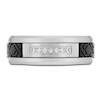 Thumbnail Image 2 of Men's Diamond & Textured Wedding Band 1/10 ct tw Tungsten Carbide & Black Ion Plating 8mm