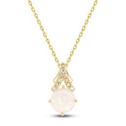 Lab-Created Opal & Diamond Necklace 1/15 ct tw 10K Yellow Gold 18&quot;