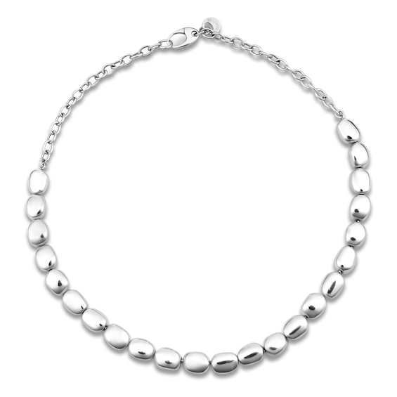 Italia D'Argento Boule-Shaped Bead Necklace Hollow Sterling Silver 17"