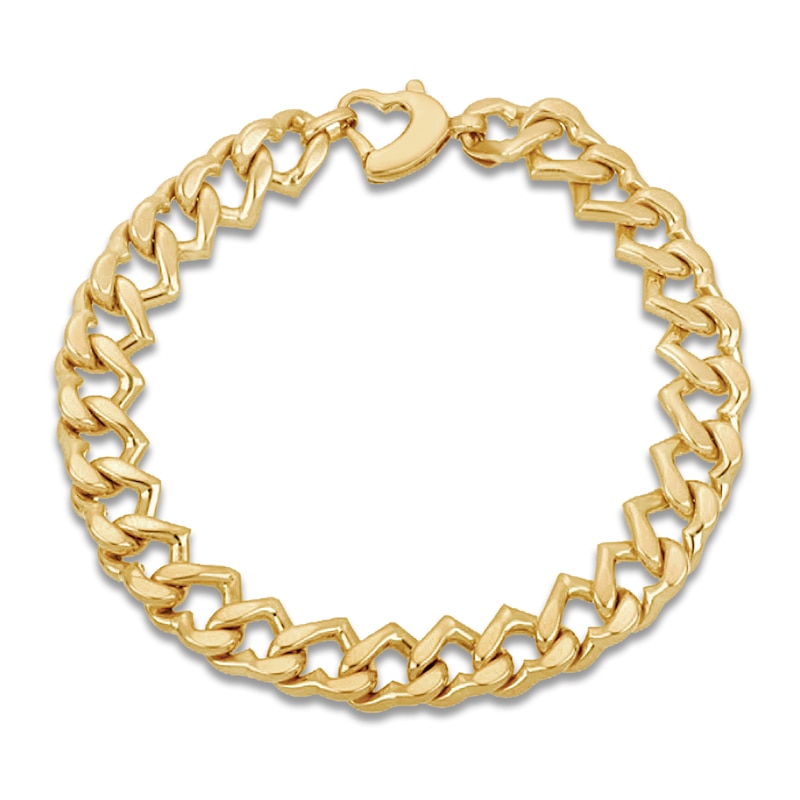 Main Image 1 of Italia D'Oro Hollow Heart Link Bracelet 8.9mm 14K Yellow Gold 7.5"