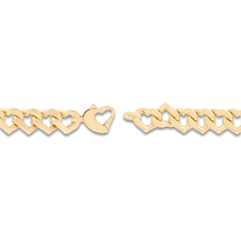 Main Image 2 of Italia D'Oro Hollow Heart Link Bracelet 8.9mm 14K Yellow Gold 7.5"