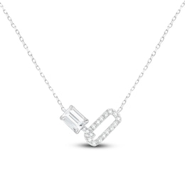Emerald-Cut Lab-Grown Diamond Link Necklace 2 ct tw 14K White Gold 18"
