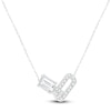 Thumbnail Image 2 of Emerald-Cut Lab-Grown Diamond Link Necklace 2 ct tw 14K White Gold 18"