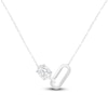 Thumbnail Image 1 of Oval-Cut Lab-Grown Diamond Link Necklace 1/2 ct tw 14K White Gold 18"