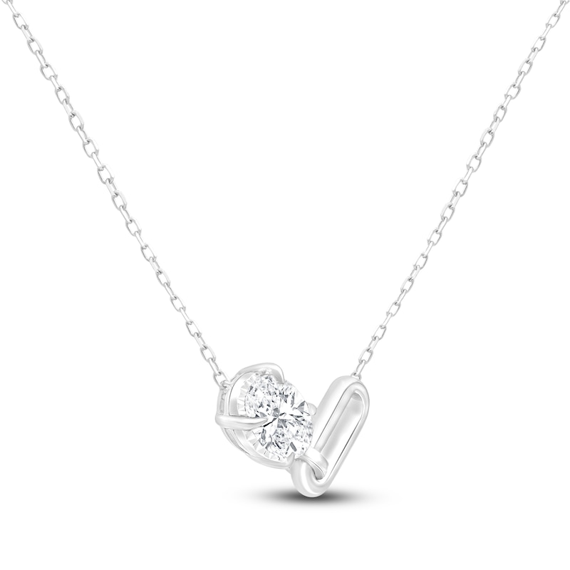Main Image 2 of Oval-Cut Lab-Grown Diamond Link Necklace 1/2 ct tw 14K White Gold 18"