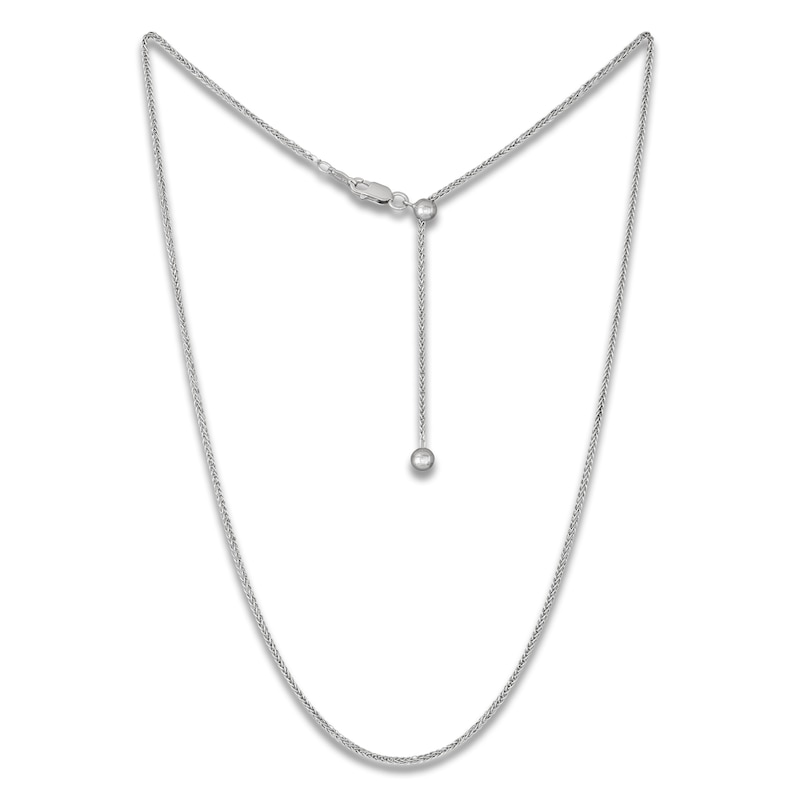 Main Image 1 of Adjustable Wheat Chain Necklace 1.1mm Solid Sterling Silver 20"