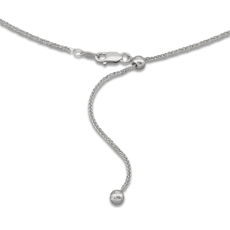 Main Image 2 of Adjustable Wheat Chain Necklace 1.1mm Solid Sterling Silver 20"