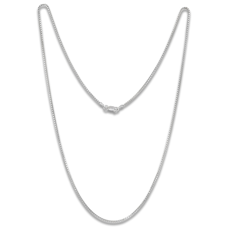 Main Image 1 of Box Chain Necklace 1.3mm Solid Sterling Silver 18"
