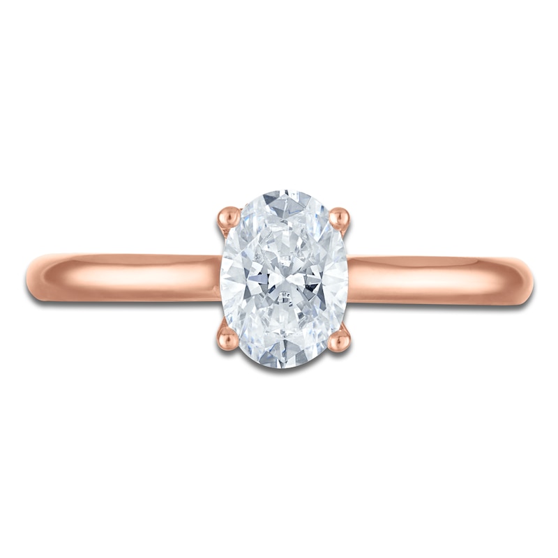 Main Image 3 of Oval-Cut Lab-Grown Diamond Solitaire Plus Engagement Ring 7/8 ct tw 18K Rose Gold (VS2/F)