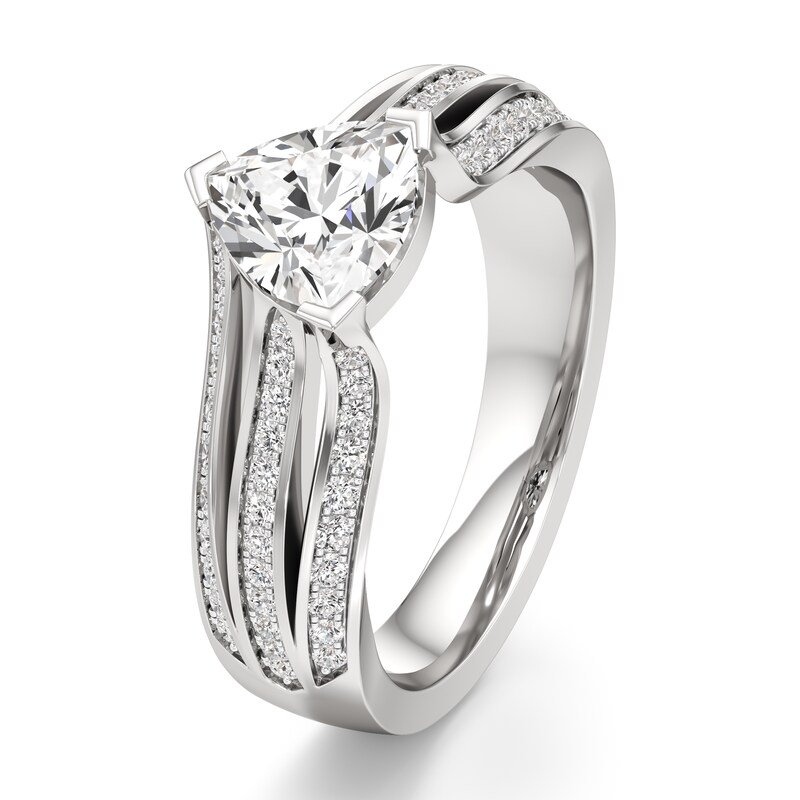 Main Image 4 of J'Lure Lab-Grown Diamond Trillion Curved Brilliant-Cut Engagement Ring 1-3/8 ct tw 18K White Gold