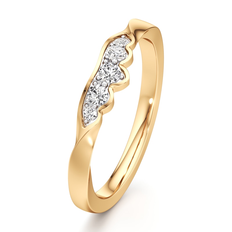 Main Image 4 of J'Lure Lab-Grown Diamond Scalloped Wedding Band 1/6 ct tw 18K Yellow Gold
