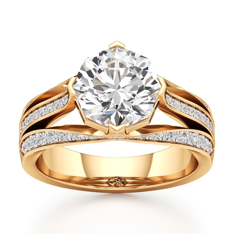 Main Image 1 of J'Lure Lab-Grown Diamond Octagon Brilliant-Cut Engagement Ring 3-1/2 ct tw 18K Yellow Gold
