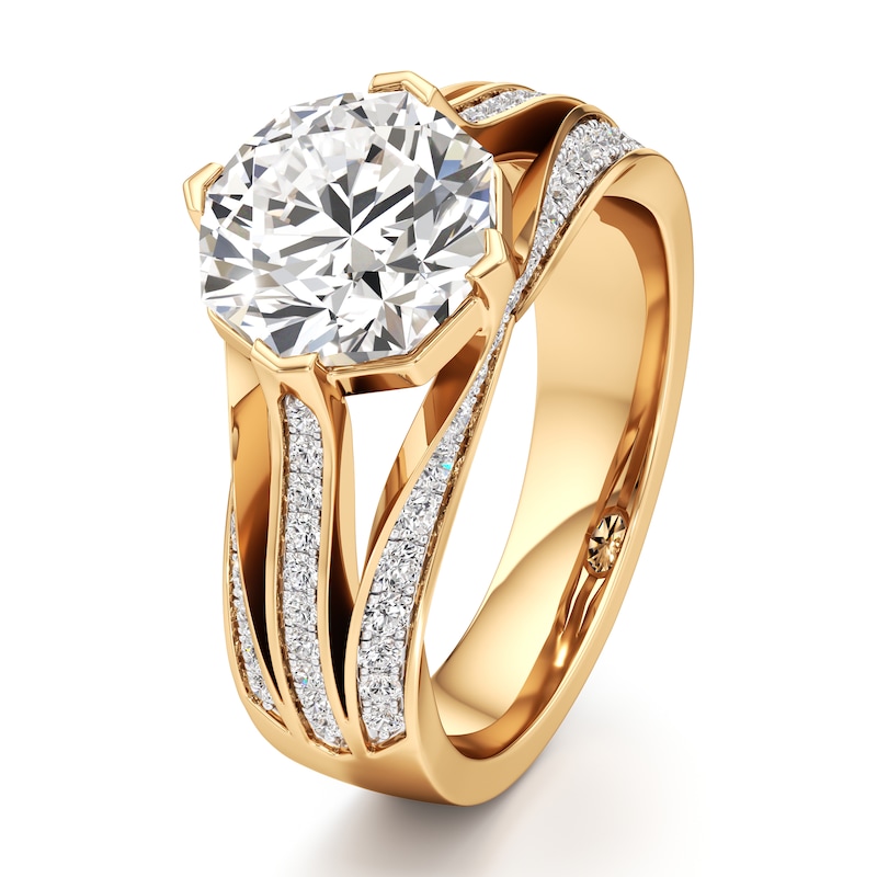 Main Image 4 of J'Lure Lab-Grown Diamond Octagon Brilliant-Cut Engagement Ring 3-1/2 ct tw 18K Yellow Gold